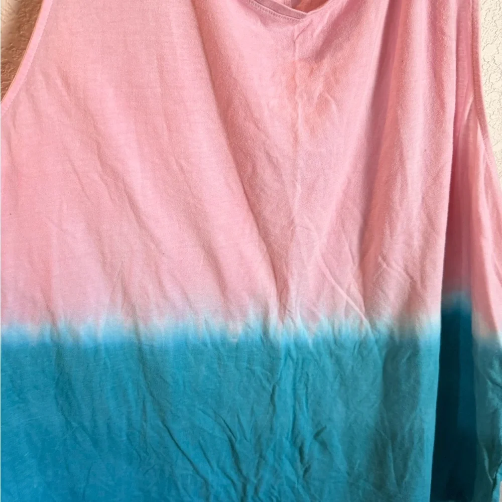 Women's Pink to Teal Ombre Tank Top - Picture 3 of 5